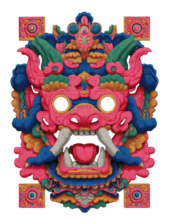 Japanese Demon Mask V9 Vinyl Car Decal Sticker – Waterproof & UV-Resistant 8"