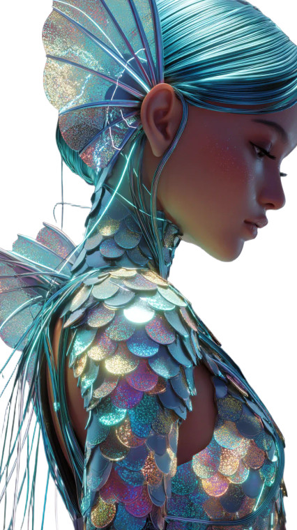 Cyber Mermaid Princess Vinyl Car Decal Sticker – Waterproof & UV-Resistant 8"