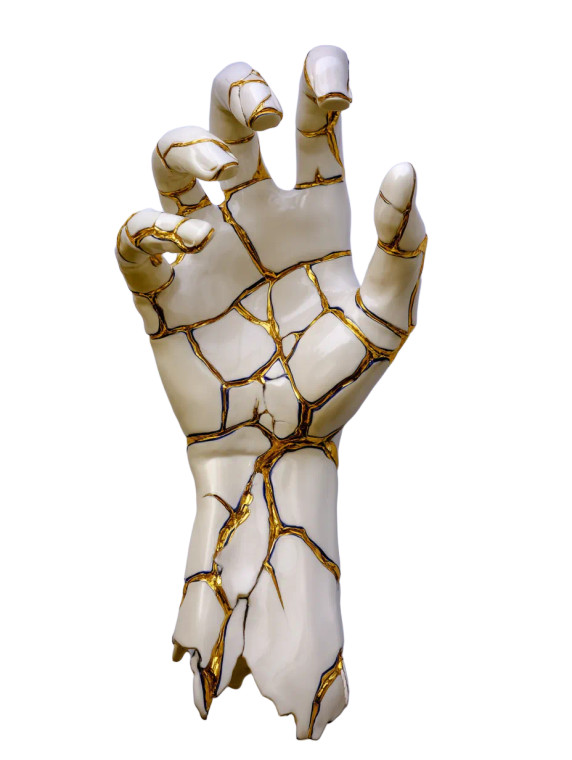 Porcelain Hand Sculpture Vinyl Car Decal Sticker – Waterproof & UV-Resistant 8"