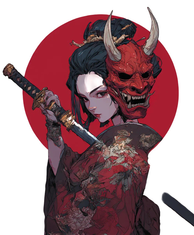 Anime Geisha Oni Vinyl Car Decal Sticker – Waterproof & UV-Resistant 8"