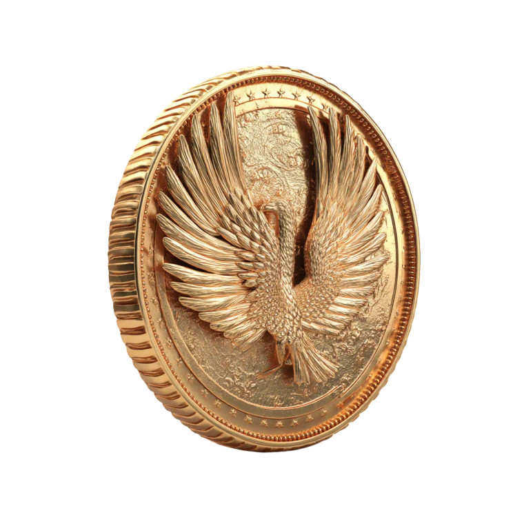 Winged Gold Coin Vinyl Car Decal Sticker – Waterproof & UV-Resistant 8"