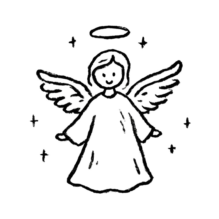 Simple Angel Drawing Vinyl Car Decal Sticker – Waterproof & UV-Resistant 8"