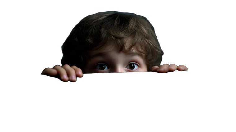 Frightened Boy Peeking Vinyl Car Decal Sticker – Waterproof & UV-Resistant 8"