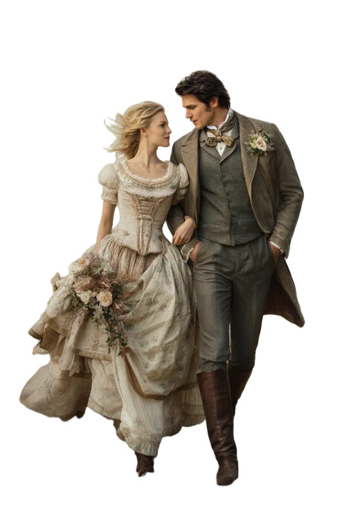 Romantic 1800S Couple Vinyl Car Decal Sticker – Waterproof & UV-Resistant 8"