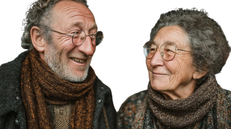 Happy Elderly Couple V4 Vinyl Car Decal Sticker – Waterproof & UV-Resistant 8"