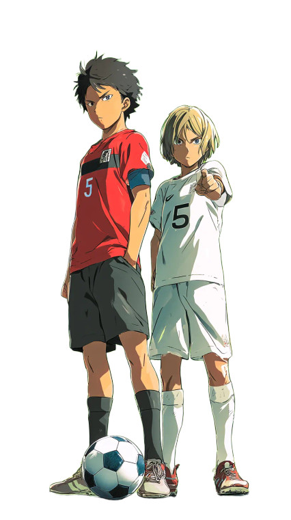 Anime Soccer Duo Vinyl Car Decal Sticker – Waterproof & UV-Resistant 8"