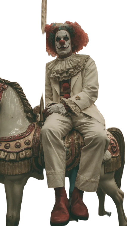 Sinister Carousel Clown Vinyl Car Decal Sticker – Waterproof & UV-Resistant 8"