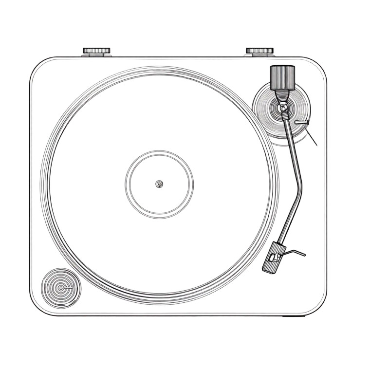 Retro Turntable Icon Vinyl Car Decal Sticker – Waterproof & UV-Resistant 8"