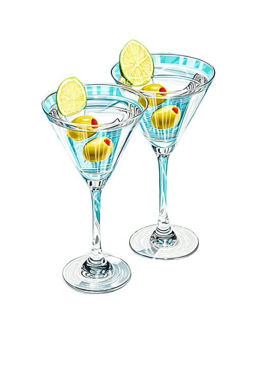 Elegant Martini Glasses Vinyl Car Decal Sticker – Waterproof & UV-Resistant 8"