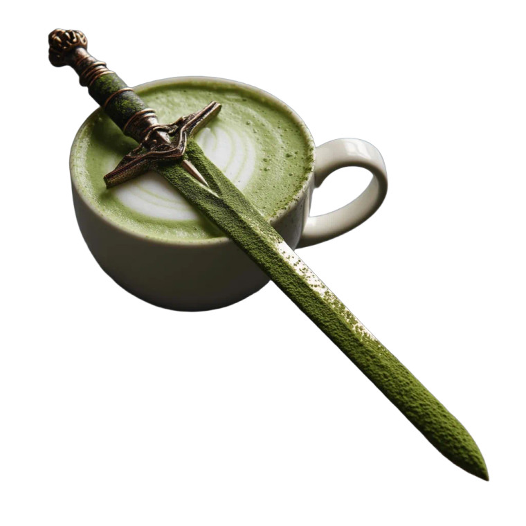 Matcha Latte Sword Vinyl Car Decal Sticker – Waterproof & UV-Resistant 8"