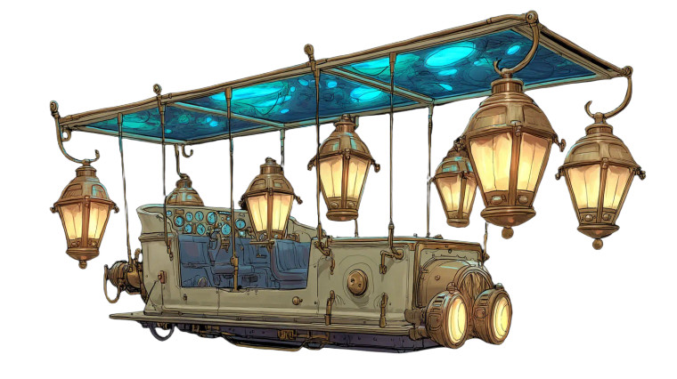 Steampunk Flying Carriage Vinyl Car Decal Sticker – Waterproof & UV-Resistant 8"