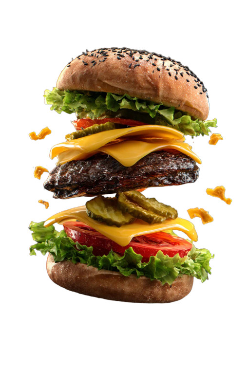 Juicy Floating Burger V2 Vinyl Car Decal Sticker – Waterproof & UV-Resistant 8"
