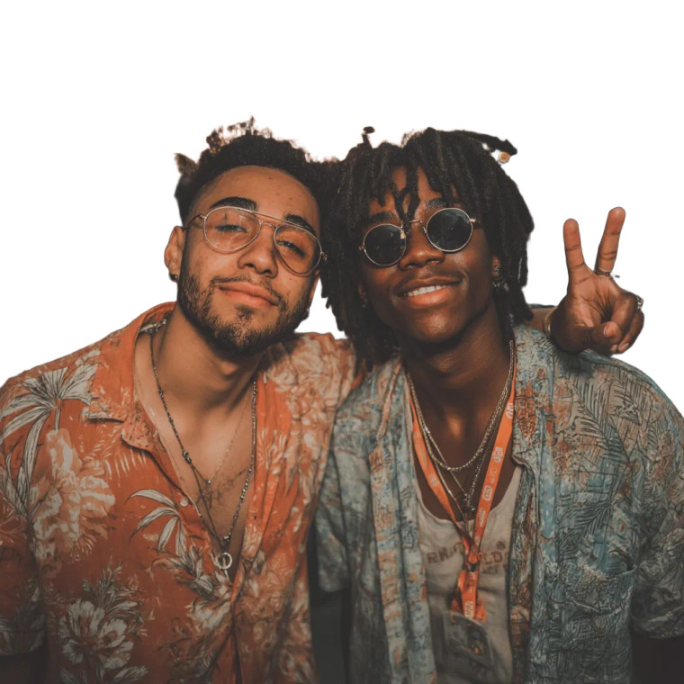 Festival Friends Pose Vinyl Car Decal Sticker – Waterproof & UV-Resistant 8"