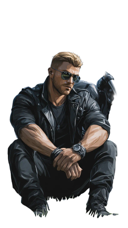 Muscular Biker Anime Vinyl Car Decal Sticker – Waterproof & UV-Resistant 8"