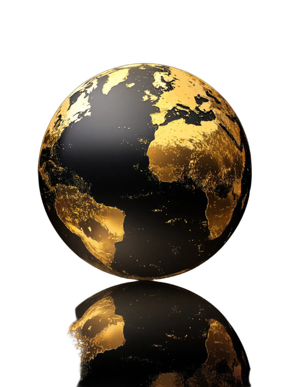 Golden Earth Globe V3 Vinyl Car Decal Sticker – Waterproof & UV-Resistant 8"
