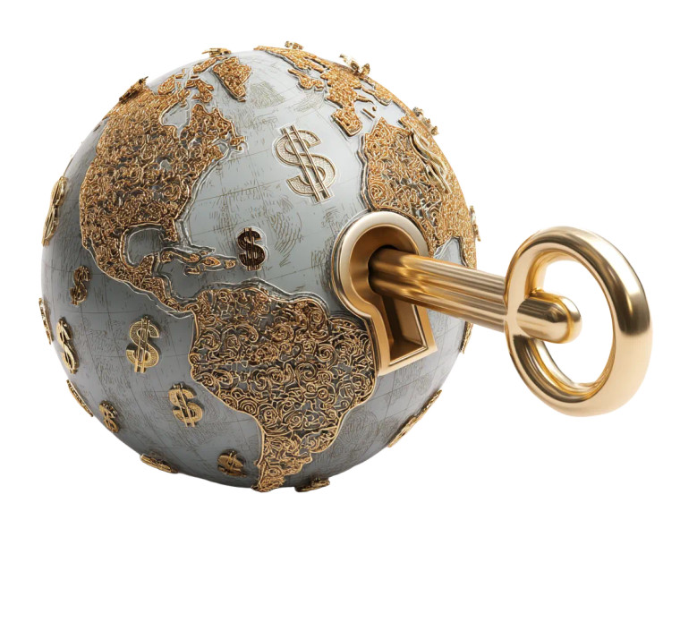 Golden Globe Key Vinyl Car Decal Sticker – Waterproof & UV-Resistant 8"