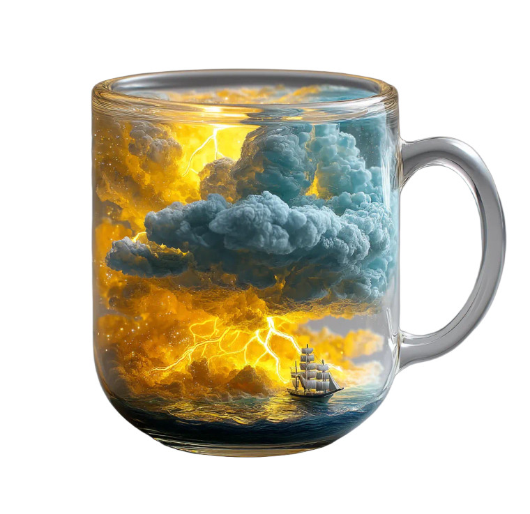 Stormy Ship Mug Vinyl Car Decal Sticker – Waterproof & UV-Resistant 8"