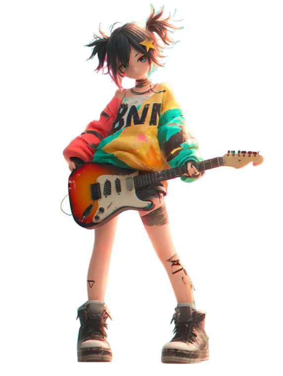 Electric Guitar Girl Vinyl Car Decal Sticker – Waterproof & UV-Resistant 8"