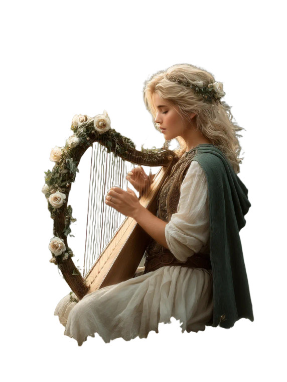 Enchanted Harpist Vinyl Car Decal Sticker – Waterproof & UV-Resistant 8"