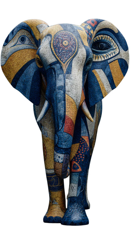 Cubist Elephant Portrait Vinyl Car Decal Sticker – Waterproof & UV-Resistant 8"