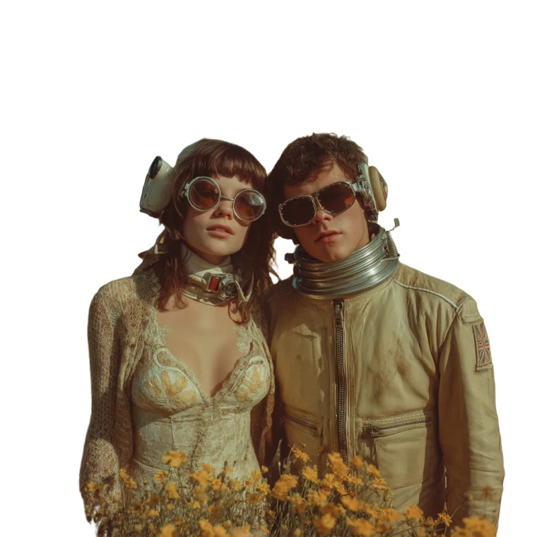 Steampunk Couple Adventure Vinyl Car Decal Sticker – Waterproof & UV-Resistant 8"