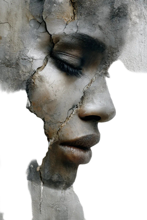 Cracked Concrete Face Vinyl Car Decal Sticker – Waterproof & UV-Resistant 8"