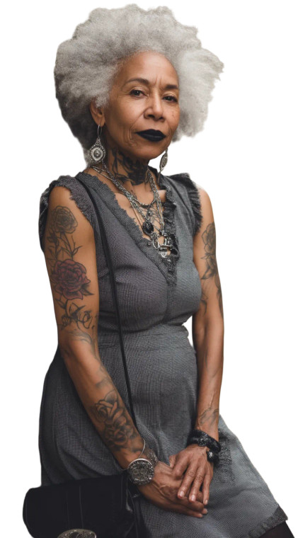 Goth Elder Woman Vinyl Car Decal Sticker – Waterproof & UV-Resistant 8"