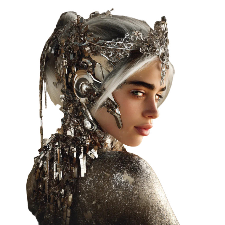 Ancient Cyborg Princess Vinyl Car Decal Sticker – Waterproof & UV-Resistant 8"