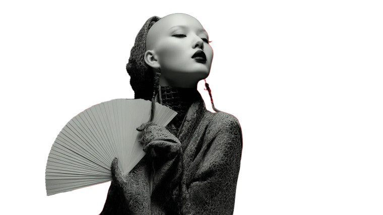 Futuristic Asian Woman V6 Vinyl Car Decal Sticker – Waterproof & UV-Resistant 8"