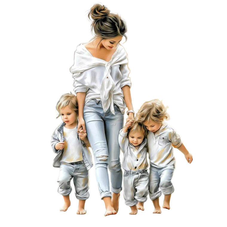 Mother With Children Vinyl Car Decal Sticker – Waterproof & UV-Resistant 8"