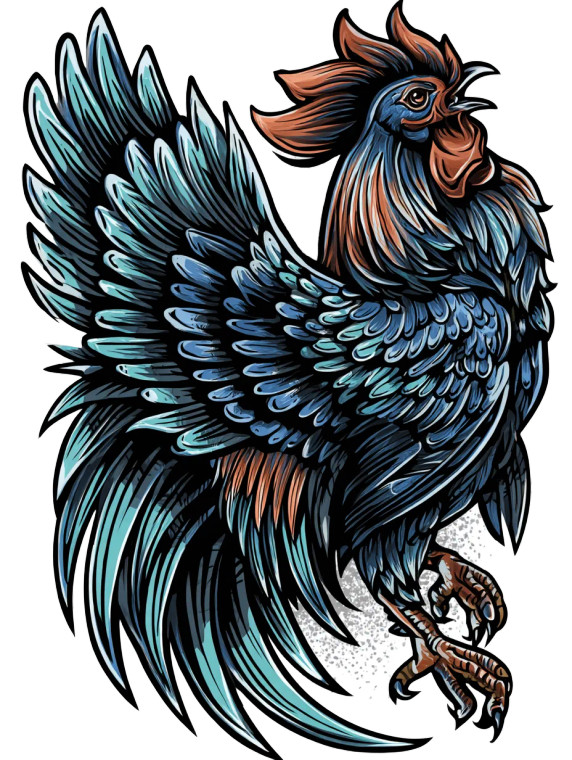 Majestic Tattoo Rooster Vinyl Car Decal Sticker – Waterproof & UV-Resistant 8"