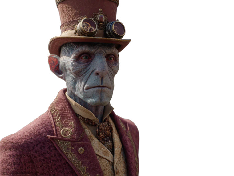 Victorian Alien Gentleman Vinyl Car Decal Sticker – Waterproof & UV-Resistant 8"