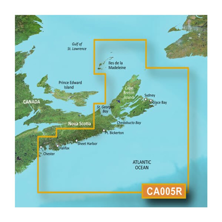 Garmin BlueChart G3 Vision VCA005R Marine Cartography | Detailed Coverage of Eastern Nova Scotia | Auto-Guidance | 3D Views | High-Resolution Shading