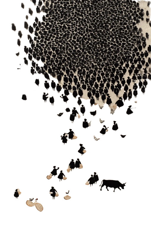 Minimalist Village Scene Vinyl Car Decal Sticker – Waterproof & UV-Resistant 8"