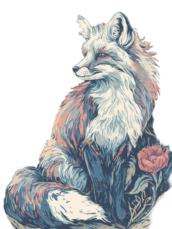 Fox With Flowers Vinyl Car Decal Sticker – Waterproof & UV-Resistant 8"