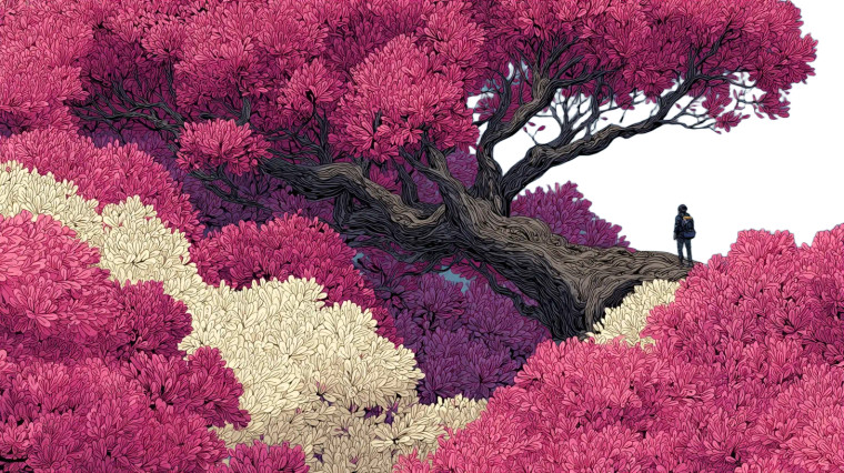 Healing Pink Tree V2 Vinyl Car Decal Sticker – Waterproof & UV-Resistant 8"