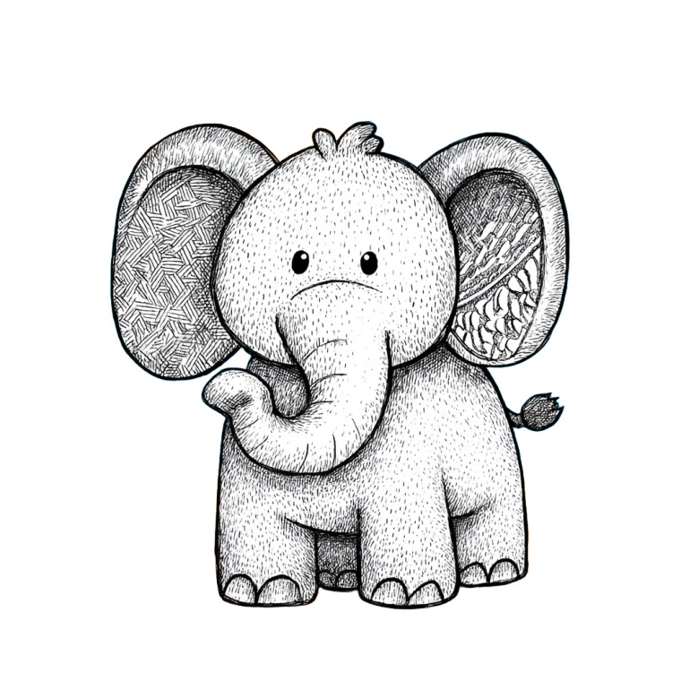 Elephant Doodle Vinyl Car Decal Sticker – Waterproof & UV-Resistant 8"