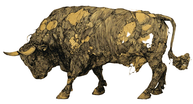Golden Wagyu Sculpture Vinyl Car Decal Sticker – Waterproof & UV-Resistant 8"