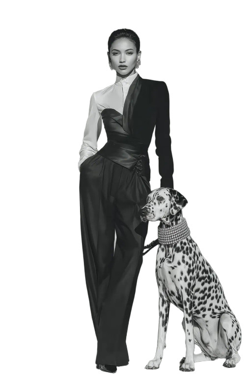 Fashion Model & Dalmatian Vinyl Car Decal Sticker – Waterproof & UV-Resistant 8"