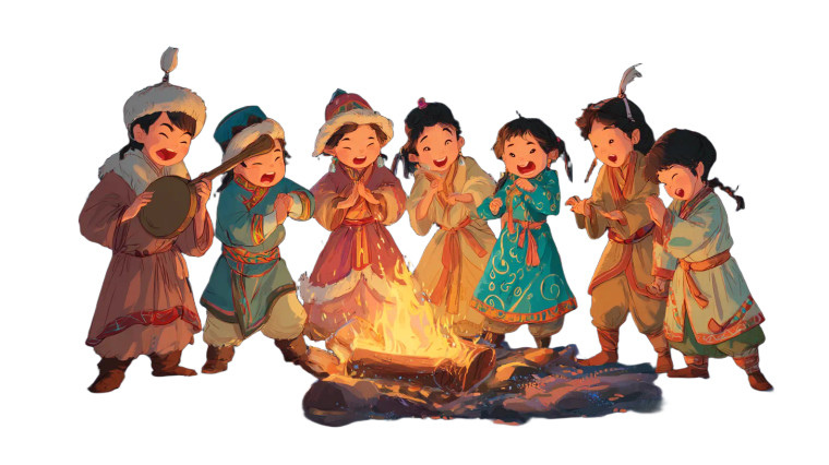 Mongolian Bonfire Dance Vinyl Car Decal Sticker – Waterproof & UV-Resistant 8"