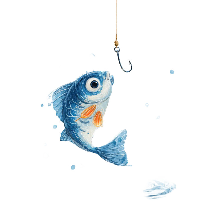 Hooked Little Fish Vinyl Car Decal Sticker – Waterproof & UV-Resistant 8"