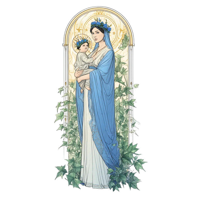 Mary And Jesus V4 Vinyl Car Decal Sticker – Waterproof & UV-Resistant 8"