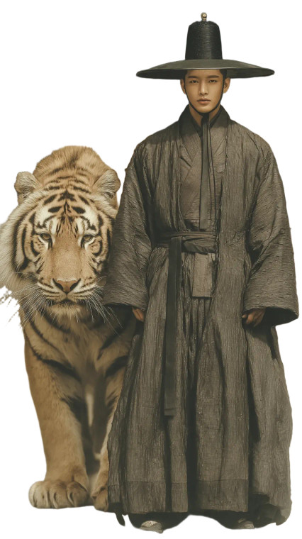 Korean Seonbi & Tiger Vinyl Car Decal Sticker – Waterproof & UV-Resistant 8"