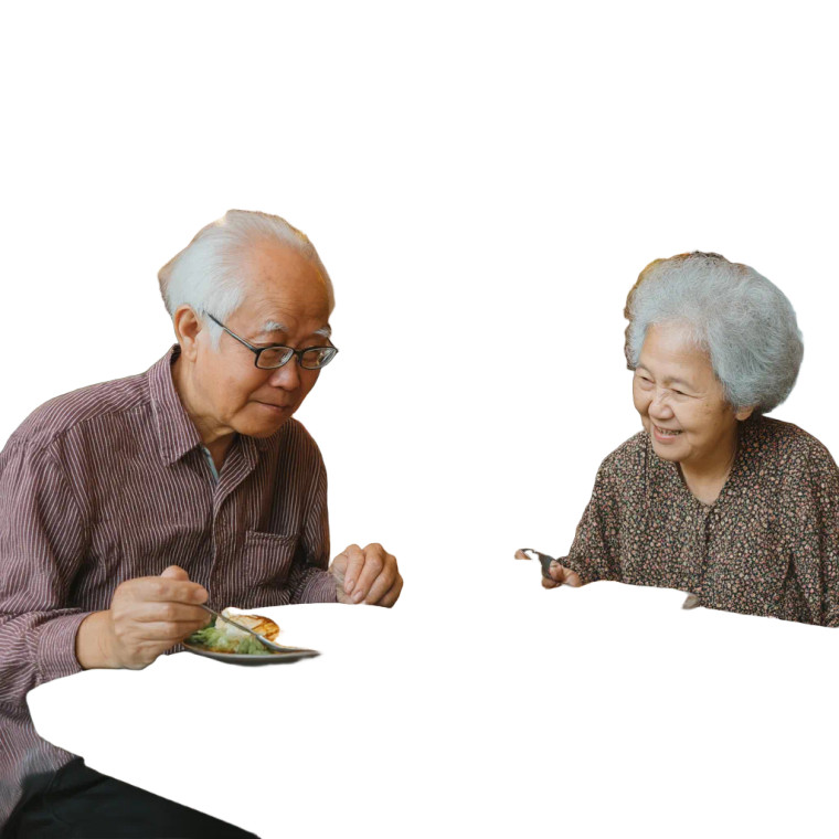 Elderly Couple Dining Vinyl Car Decal Sticker – Waterproof & UV-Resistant 8"