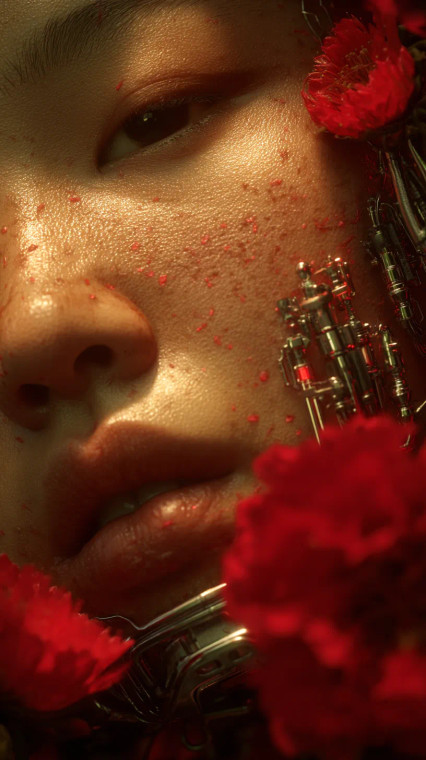 Futuristic Asian Portrait V2 Vinyl Car Decal Sticker – Waterproof & UV-Resistant 8"