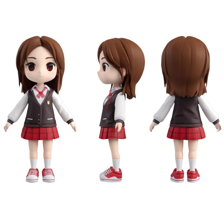 Chibi School Girl Vinyl Car Decal Sticker – Waterproof & UV-Resistant 8"