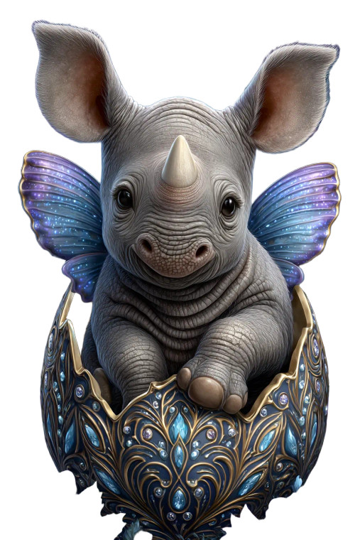 Winged Baby Rhino Vinyl Car Decal Sticker – Waterproof & UV-Resistant 8"