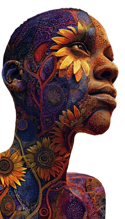 Surreal African Woman Vinyl Car Decal Sticker – Waterproof & UV-Resistant 8"