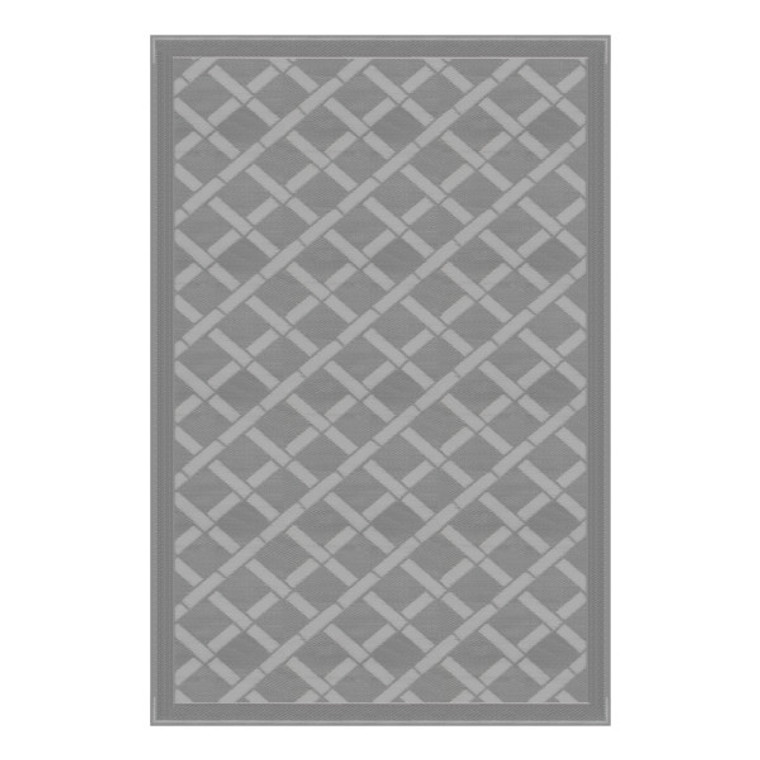 Get Ultimate 9x6ft Gray Polypropylene Patio Mat | All-Weather, UV/Mold/Mildew Resistant, Reversible | Durable with Corner Loops & Carry Bag