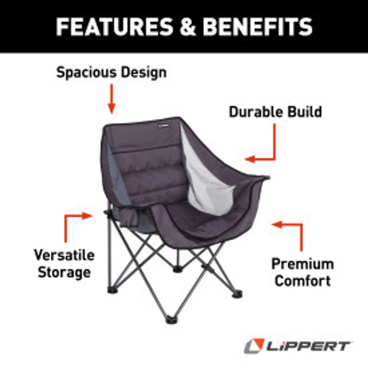 Ultimate Camp Chair | Dark Gray, Foldable, 350lb Capacity | Steel Construction, Mesh Fabric, Cup Holder